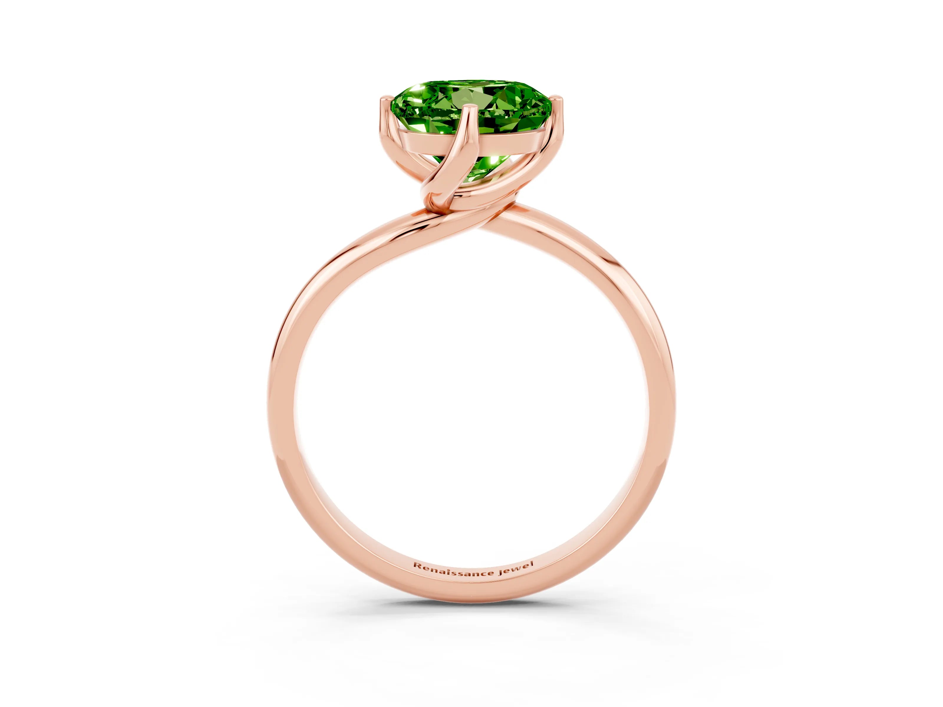 Rose gold Round Cut Peridot Solitaire Engagement Ring with Four-Prong Setting and Classic Band_15