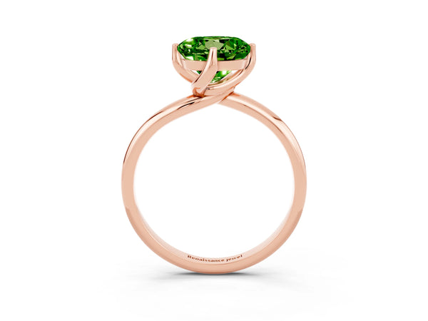 Rose gold Round Cut Peridot Solitaire Engagement Ring with Four-Prong Setting and Classic Band