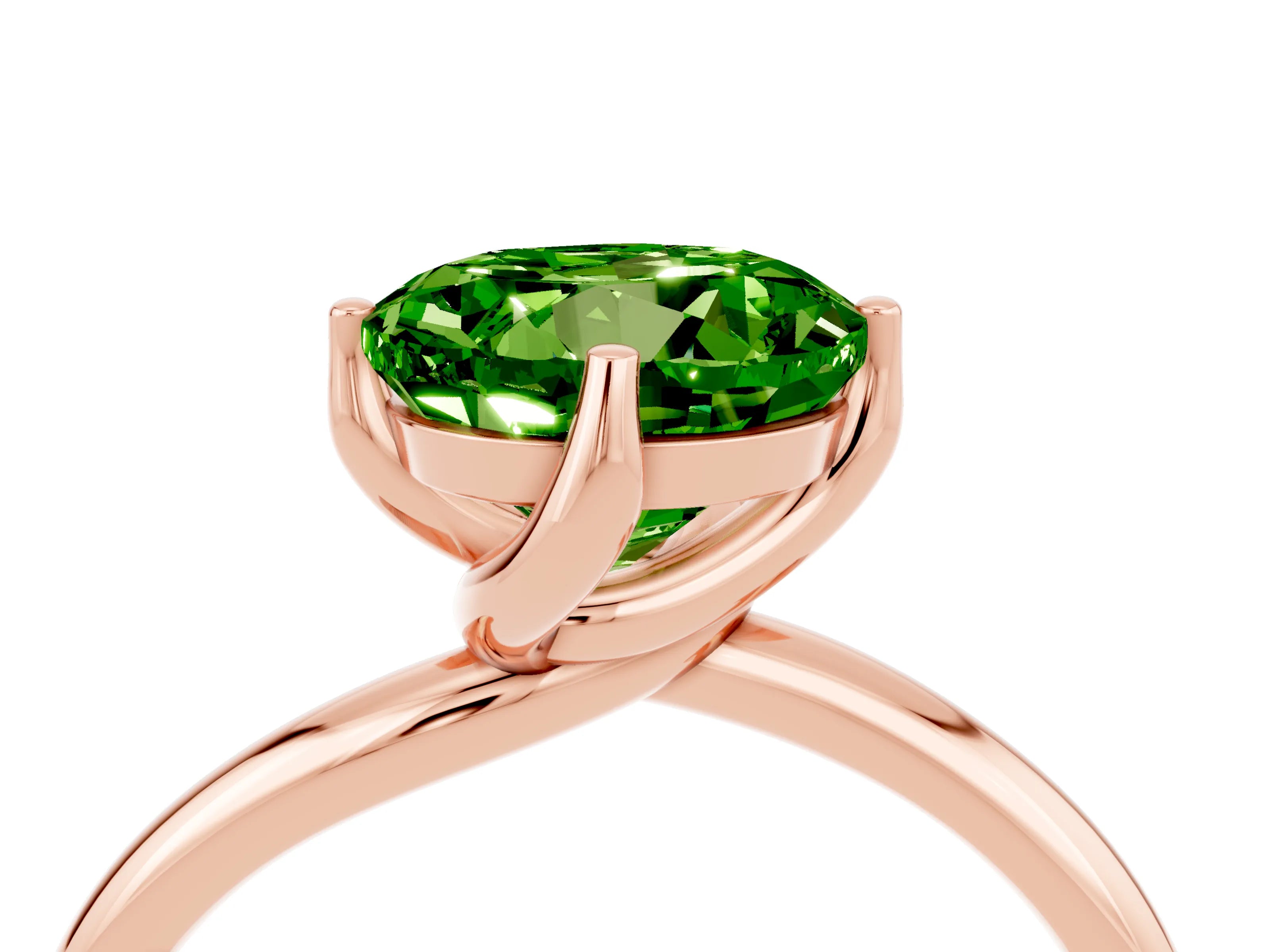 Rose gold Round Cut Peridot Solitaire Engagement Ring with Four-Prong Setting and Classic Band_16
