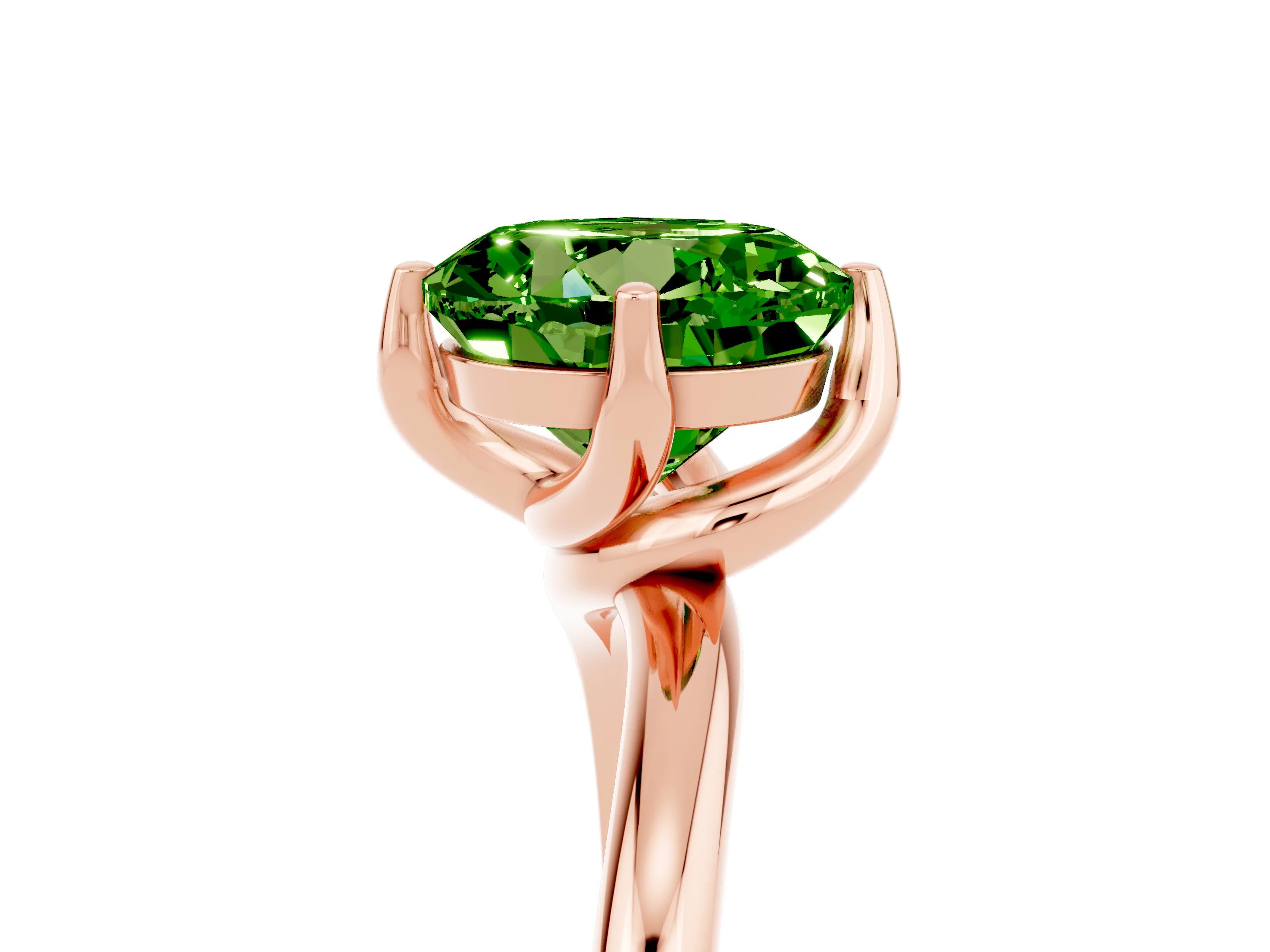 Rose gold Round Cut Peridot Solitaire Engagement Ring with Four-Prong Setting and Classic Band_17