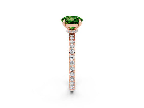 Rose gold Round Cut Peridot Solitaire Engagement Ring with Pavé Band and Four-Prong Setting_2