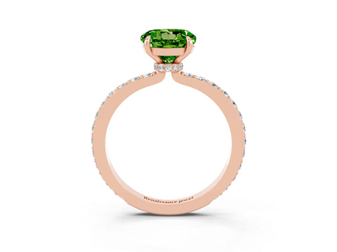 Rose gold Round Cut Peridot Solitaire Engagement Ring with Pavé Band and Four-Prong Setting_3
