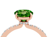 Rose gold Round Cut Peridot Solitaire Engagement Ring with Pavé Band and Four-Prong Setting_4
