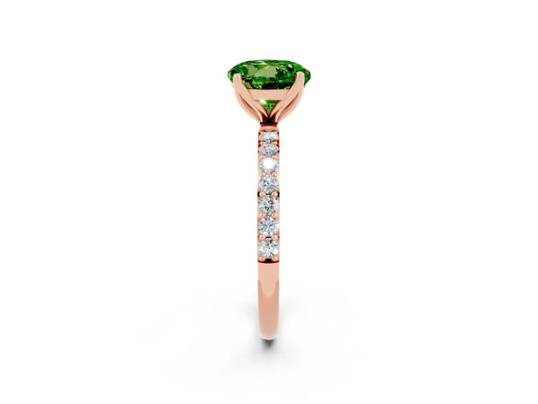 Rose gold Round Cut Peridot Solitaire Engagement Ring with Round  Pavé Band and Prong Setting