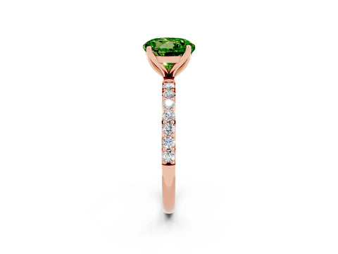 Rose gold Round Cut Peridot Solitaire Engagement Ring with Pavé Band and Prong Setting_2