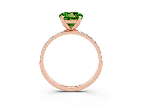 Rose gold Round Cut Peridot Solitaire Engagement Ring with Pavé Band and Prong Setting_3