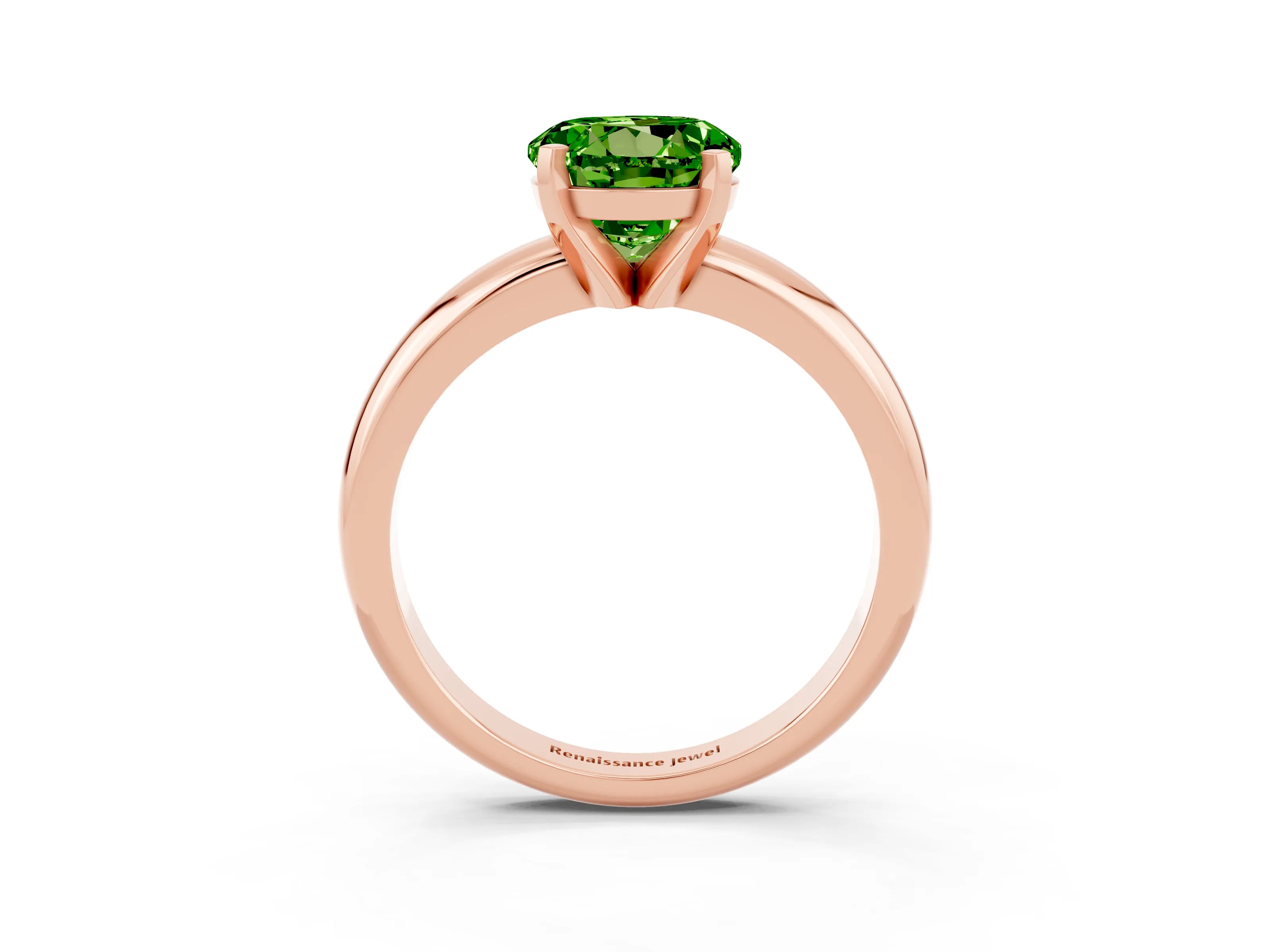 Rose gold Round Cut Peridot Solitaire Engagement Ring with Round Band and Four-Prong Setting_3