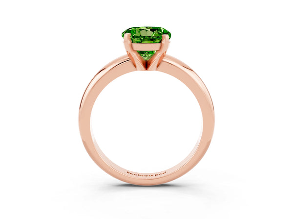 Rose gold Round Cut Peridot Solitaire Engagement Ring with Round Band and Four-Prong Setting