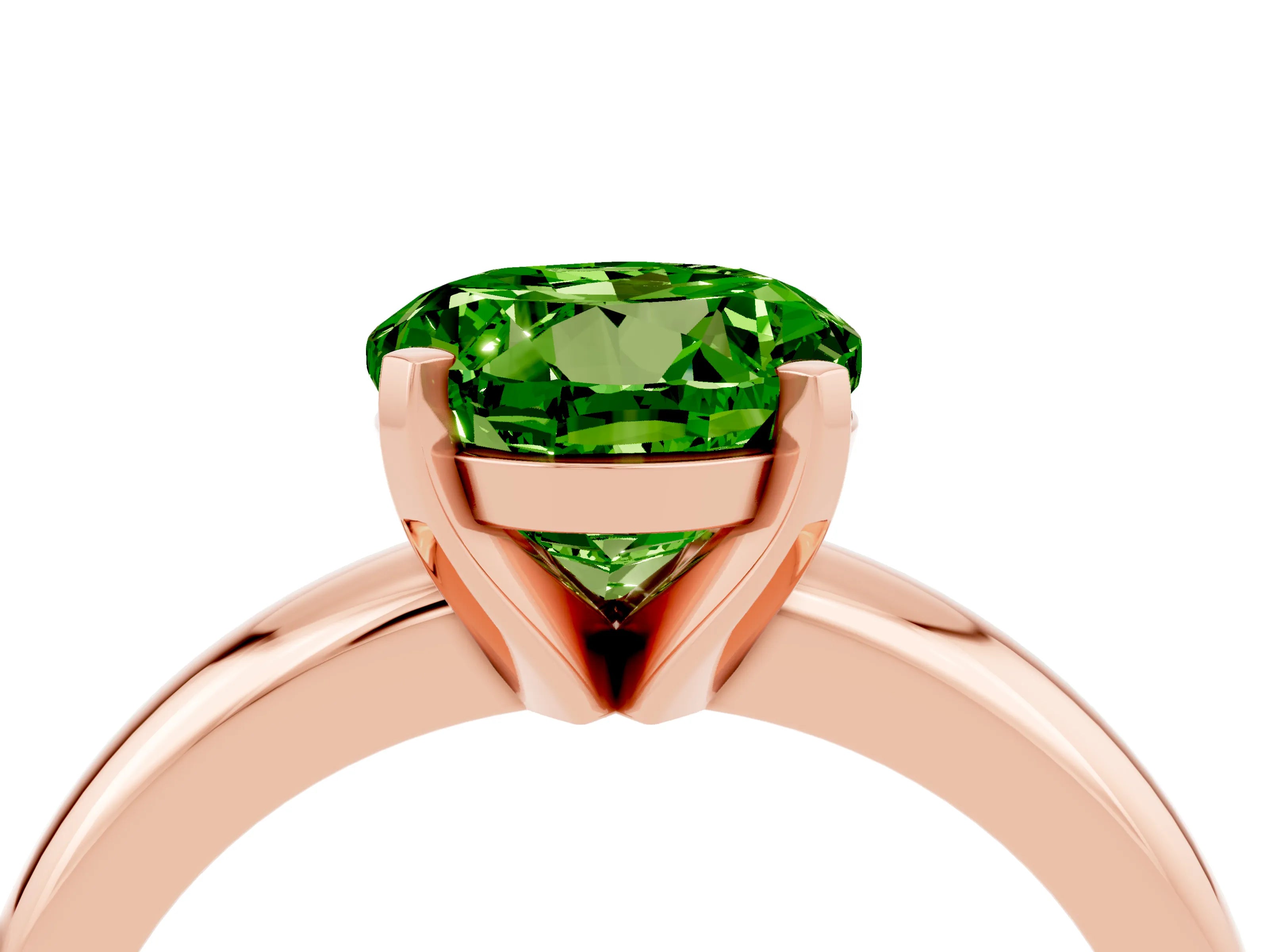Rose gold Round Cut Peridot Solitaire Engagement Ring with Round Band and Four-Prong Setting_4