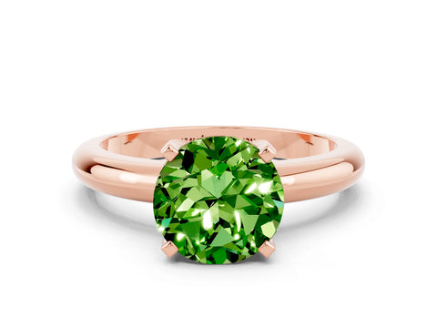Rose gold Round Cut Peridot Solitaire Engagement Ring with Round Band and Four-Prong Setting