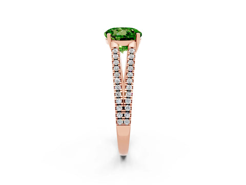 Rose gold Round Cut Peridot Solitaire Engagement Ring with Split Shank Pavé Band_2