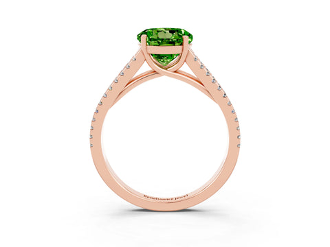 Rose gold Round Cut Peridot Solitaire Engagement Ring with Split Shank Pavé Band_3