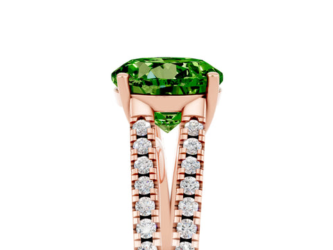 Rose gold Round Cut Peridot Solitaire Engagement Ring with Split Shank Pavé Band_5