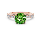 Rose gold Round Cut Peridot Solitaire Pavé Band with Four-Prong Setting
