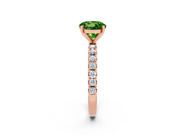 Rose gold Round Cut Peridot Solitaire Pavé Band with Four-Prong Setting