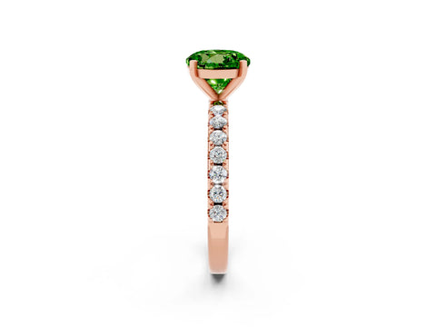 Rose gold Round Cut Peridot Solitaire Pavé Band with Four-Prong Setting_2
