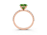 Rose gold Round Cut Peridot Solitaire Pavé Band with Four-Prong Setting_3