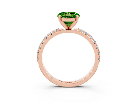 Rose gold Round Cut Peridot Solitaire Pavé Band with Four-Prong Setting_3
