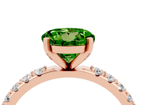 Rose gold Round Cut Peridot Solitaire Pavé Band with Four-Prong Setting_4