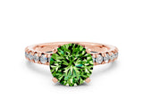 Rose gold Round Cut Peridot Solitaire Pavé Engagement Ring with Round Band and Prong Setting_12