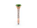 Rose gold Round Cut Peridot Solitaire Pavé Engagement Ring with Round Band and Prong Setting_14