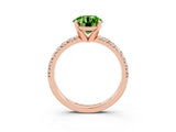 Rose gold Round Cut Peridot Solitaire Pavé Engagement Ring with Round Band and Prong Setting_15