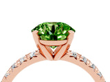 Rose gold Round Cut Peridot Solitaire Pavé Engagement Ring with Round Band and Prong Setting_16