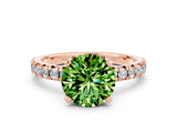 Rose gold Round Cut Peridot Solitaire Pavé Engagement Ring with Round Band and Prong Setting_66