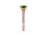 Rose gold Round Cut Peridot Solitaire Pavé Engagement Ring with Round Band and Prong Setting_68