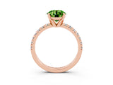 Rose gold Round Cut Peridot Solitaire Pavé Engagement Ring with Round Band and Prong Setting_69