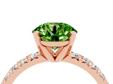 Rose gold Round Cut Peridot Solitaire Pavé Engagement Ring with Round Band and Prong Setting_70
