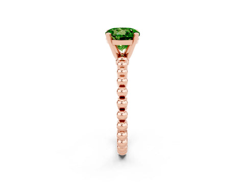 Rose gold Round Cut Peridot Solitaire Ring with Beaded Band and Prong Setting_2