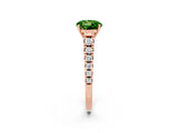 Rose gold Round Cut Peridot Solitaire Ring with Cathedral Setting and Pavé Band_2