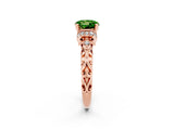 Rose gold Round Cut Peridot Solitaire Ring with Filigree Band and Four-Prong Setting_26