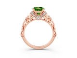 Rose gold Round Cut Peridot Solitaire Ring with Filigree Band and Four-Prong Setting_27