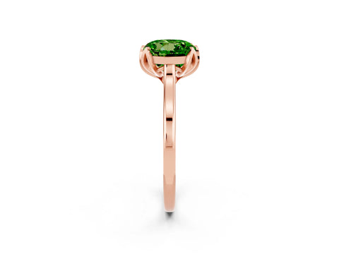 Rose gold Round Cut Peridot Solitaire Ring with Flower Prong Setting and Classic Band_14