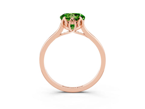 Rose gold Round Cut Peridot Solitaire Ring with Flower Prong Setting and Classic Band_15