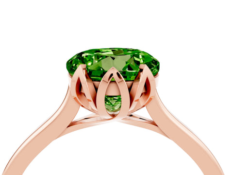 Rose gold Round Cut Peridot Solitaire Ring with Flower Prong Setting and Classic Band_16