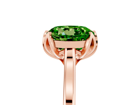 Rose gold Round Cut Peridot Solitaire Ring with Flower Prong Setting and Classic Band_17