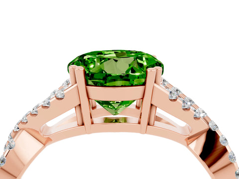 Rose gold Round Cut Peridot Solitaire Ring with Four-Prong Setting and Twisted Pavé Band_4