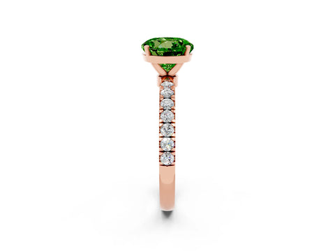Rose gold Round Cut Peridot Solitaire Ring with Pavé Accents and Four-Prong Setting_2
