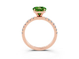 Rose gold Round Cut Peridot Solitaire Ring with Pavé Accents and Four-Prong Setting_3