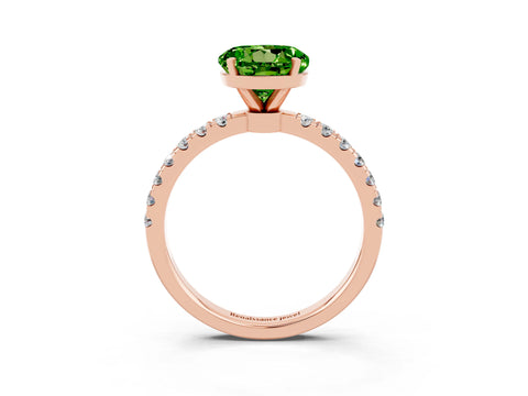 Rose gold Round Cut Peridot Solitaire Ring with Pavé Accents and Four-Prong Setting_3