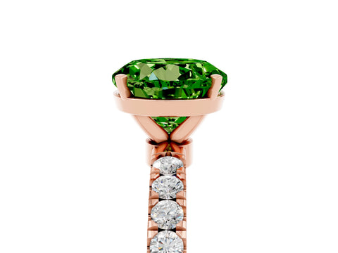 Rose gold Round Cut Peridot Solitaire Ring with Pavé Accents and Four-Prong Setting_5