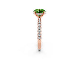 Rose gold Round Cut Peridot Solitaire Ring with Pavé Band and Four-Prong Setting_26