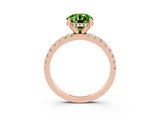 Rose gold Round Cut Peridot Solitaire Ring with Pavé Band and Four-Prong Setting_27