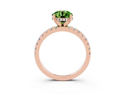 Rose gold Round Cut Peridot Solitaire Ring with Pavé Band and Four-Prong Setting_27