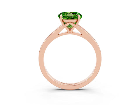 Rose gold Round Cut Peridot Solitaire Ring with Pavé Band and Prong Setting_15