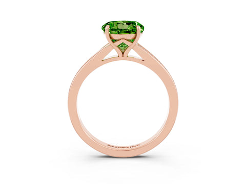 Rose gold Round Cut Peridot Solitaire Ring with Pavé Band and Prong Setting_3