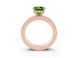 Rose gold Round Cut Peridot Solitaire Ring with Pavé and Channel Set Band_3
